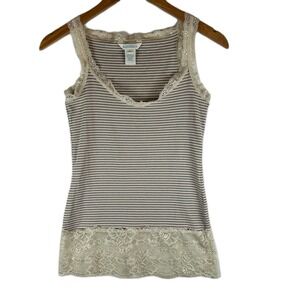 Sundance Striped Lace Trim Tank Top XS Cotton‎ Spandex Tank Y2K